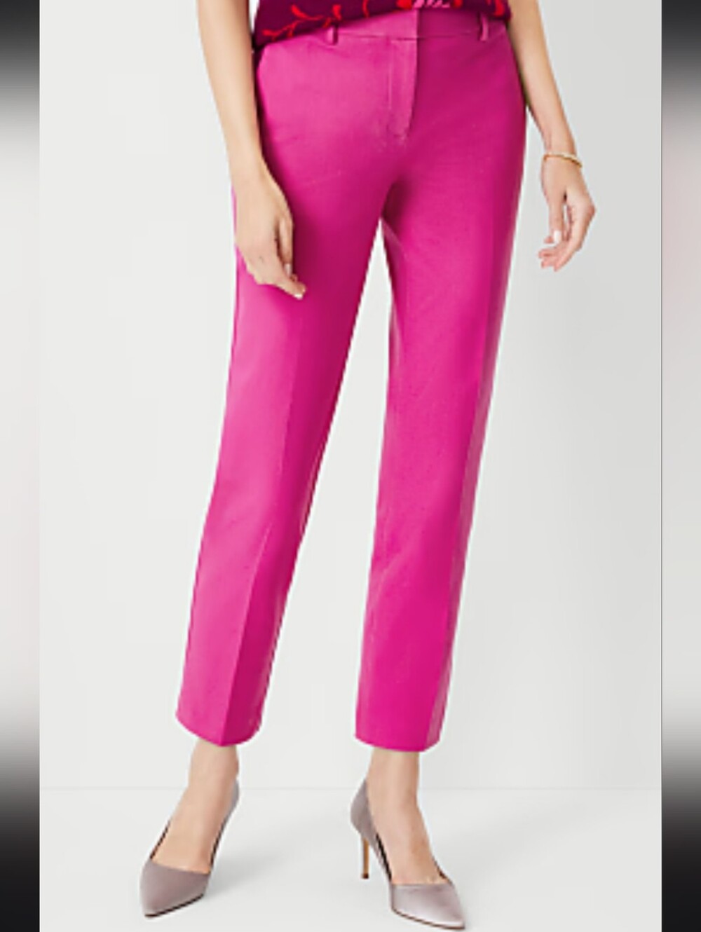 Ann Taylor Magenta Straight-Leg Ankle Pants